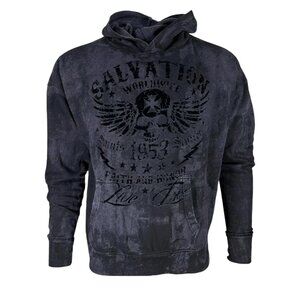 Archaic By Affliction Unisex Oversized Boxy Pullover Hoodie Black Tide